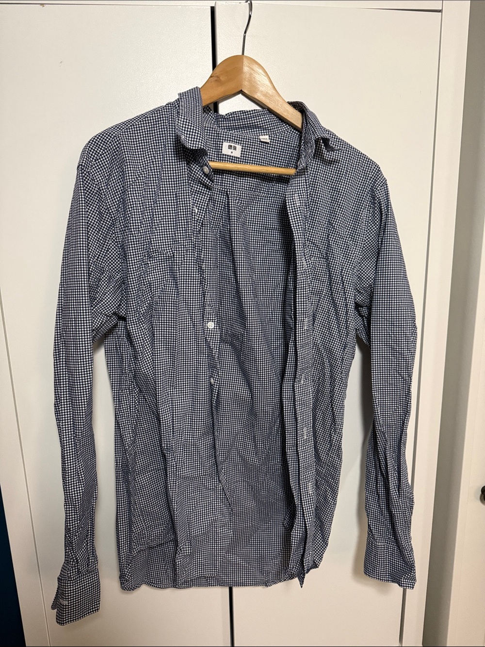 Uniqlo Navy Gingham Button-Down Shirt